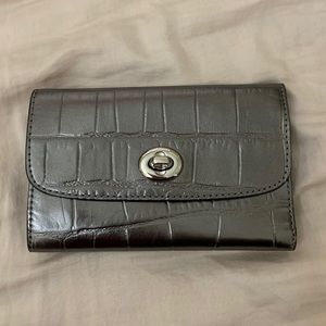 Coacb Alligator Embossed Leather Turnlock wallet